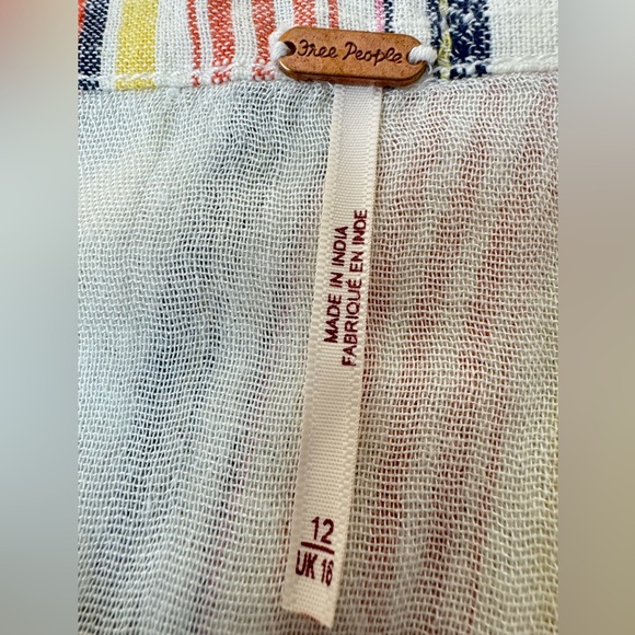 Free People Aubrey Sarong Skirt Wrap Skirt Colorful Stripes Cotton Size 12 Beach - Picture 10 of 15